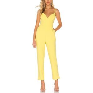 BCBGMAXAZRIA Lng Plunging Cut Out Tailored Jumpsuit in Aurora Yellow